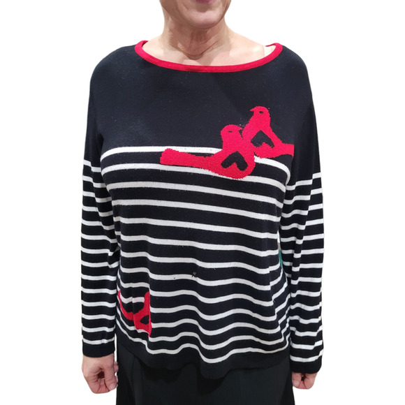 Laura Scott Dove Heart Graphic Sweater - Size XL - Cute! Bird Artsy Indie Unique - Picture 1 of 10